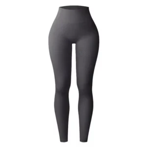 Calças de yoga de fio de malha sem costura feminina cintura alta leggings esportivas levantamento de quadril treinamento de corrida emagrecimento e elegante - Imagem 4