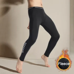Leggings de compressão quentes dos homens 1-2 pçs calças de treinamento esportivo ajuste seco correndo collants fitness basquete jogging calças de lã - Imagem 5