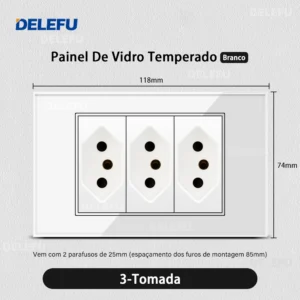 DELEFU 4*2 Vidro Temperado Branco Tomada Padrão Brasil com Dupla USB Tipo C Tomada de Parede Interruptor Inteligente Tuya Wifi 10A 20A - Imagem 17
