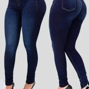 Mulher cor pura jeans denim cintura alta jeans rua jogar cultivar a moralidade calças moldar figura com jeans de cintura alta - Imagem 8