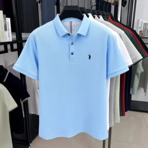100% algodão puro marca de alta qualidade camisa polo de manga curta masculina verão moda original pônei bordado golfe paul camiseta casual - Imagem 5