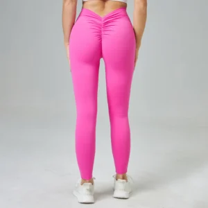 Leggings esportivas femininas de fitness cintura alta elástica sólida yoga leggings ginásio exercício jogging secagem rápida leggings roupas femininas - Imagem 4