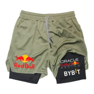 Novo masculino 2-em-1 red bull esportes shorts respirável casual secagem rápida dupla camada verão correndo M-5XL - Imagem 3