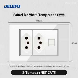 DELEFU 4*2 Vidro Temperado Branco Tomada Padrão Brasil com Dupla USB Tipo C Tomada de Parede Interruptor Inteligente Tuya Wifi 10A 20A - Imagem 19