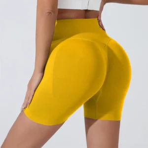 Pêssego hip levantamento esportes shorts feminino cintura alta barriga emagrecimento correndo treinamento calças de secagem rápida apertado shorts de três pontos - Imagem 16
