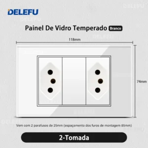 DELEFU 4*2 Vidro Temperado Branco Tomada Padrão Brasil com Dupla USB Tipo C Tomada de Parede Interruptor Inteligente Tuya Wifi 10A 20A - Imagem 30