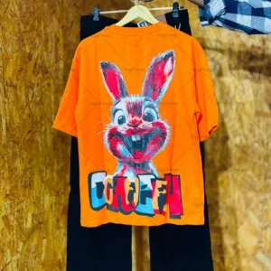 Coelho dos desenhos animados harajuku casual topo moda feminina kawaii algodão de manga curta americano high street casual oversized camiseta masculina - Imagem 5