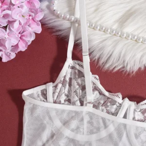 Erótico sexy sutiã de renda e calcinha conjunto roupa interior sutiã transparente conjuntos exóticos sexy tanga mulher pornô fantasia sensual lingerie de luxo - Imagem 3