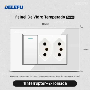 DELEFU 4*2 Vidro Temperado Branco Tomada Padrão Brasil com Dupla USB Tipo C Tomada de Parede Interruptor Inteligente Tuya Wifi 10A 20A - Imagem 13