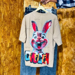 Coelho dos desenhos animados harajuku casual topo moda feminina kawaii algodão de manga curta americano high street casual oversized camiseta masculina - Imagem 3