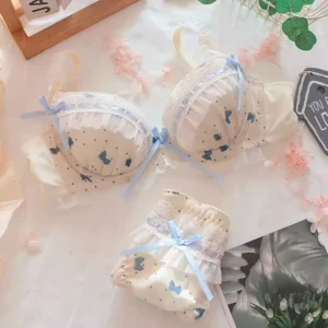 Conjunto de sutiã lolita para mulheres, seios pequenos, reunidos, seios de coleta ajustáveis, sem anel de aço - Imagem 8