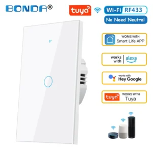 Tuya eua wifi interruptor de parede inteligente rf433 1/2/3 gang sem fio neutro sensor toque led interruptores luz casa inteligente alexa google casa - Imagem 10
