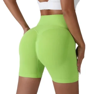 Pêssego hip levantamento esportes shorts feminino cintura alta barriga emagrecimento correndo treinamento calças de secagem rápida apertado shorts de três pontos - Imagem 3