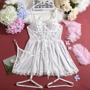 Erótico sexy sutiã de renda e calcinha conjunto roupa interior sutiã transparente conjuntos exóticos sexy tanga mulher pornô fantasia sensual lingerie de luxo - Imagem 1