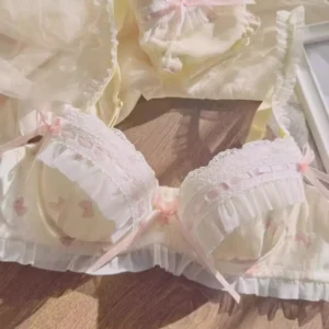 Conjunto de sutiã lolita para mulheres, seios pequenos, reunidos, seios de coleta ajustáveis, sem anel de aço - Imagem 4