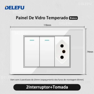 DELEFU 4*2 Vidro Temperado Branco Tomada Padrão Brasil com Dupla USB Tipo C Tomada de Parede Interruptor Inteligente Tuya Wifi 10A 20A - Imagem 14