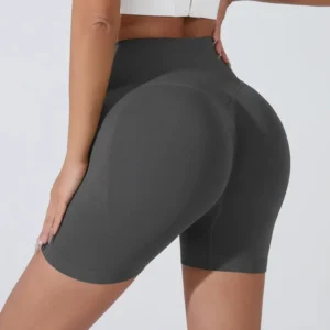 Pêssego hip levantamento esportes shorts feminino cintura alta barriga emagrecimento correndo treinamento calças de secagem rápida apertado shorts de três pontos - Imagem 19