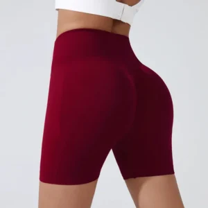 Pêssego hip levantamento esportes shorts feminino cintura alta barriga emagrecimento correndo treinamento calças de secagem rápida apertado shorts de três pontos - Imagem 8
