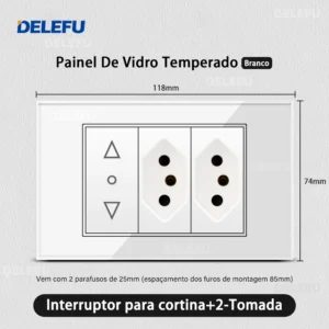 DELEFU 4*2 Vidro Temperado Branco Tomada Padrão Brasil com Dupla USB Tipo C Tomada de Parede Interruptor Inteligente Tuya Wifi 10A 20A - Imagem 29