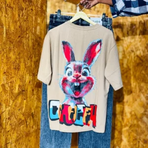 Coelho dos desenhos animados harajuku casual topo moda feminina kawaii algodão de manga curta americano high street casual oversized camiseta masculina - Imagem 10