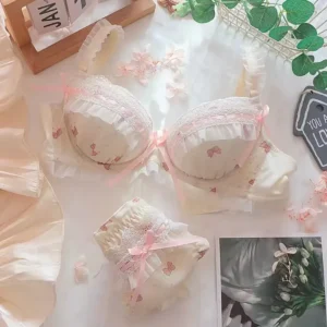 Conjunto de sutiã lolita para mulheres, seios pequenos, reunidos, seios de coleta ajustáveis, sem anel de aço - Imagem 7