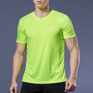 Homens de alta qualidade respirável secagem rápida correndo esportes fitness respirável confortável manga curta camiseta casual luz ginásio topos - Imagem 4