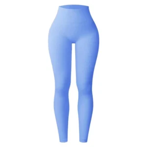 Calças de yoga de fio de malha sem costura feminina cintura alta leggings esportivas levantamento de quadril treinamento de corrida emagrecimento e elegante - Imagem 9