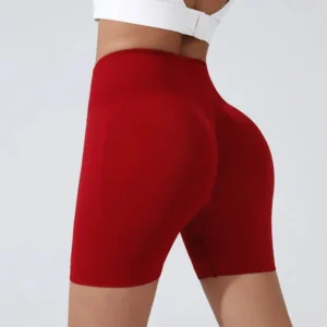 Pêssego hip levantamento esportes shorts feminino cintura alta barriga emagrecimento correndo treinamento calças de secagem rápida apertado shorts de três pontos - Imagem 15